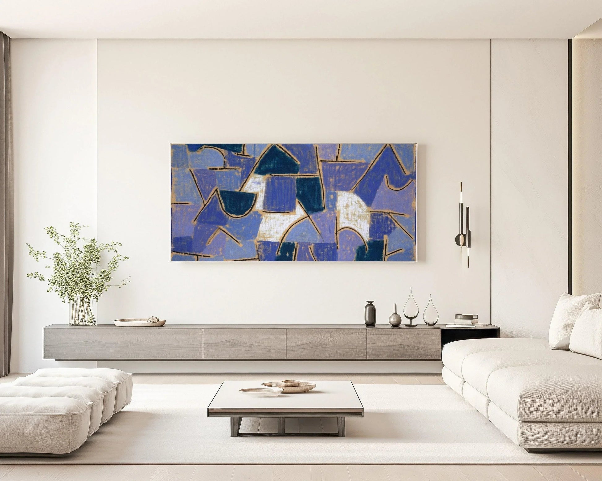 Paul Klee - Nuit bleue | Art panoramique abstrait moderne (disponible encadré à la main ou non encadré) 2x1