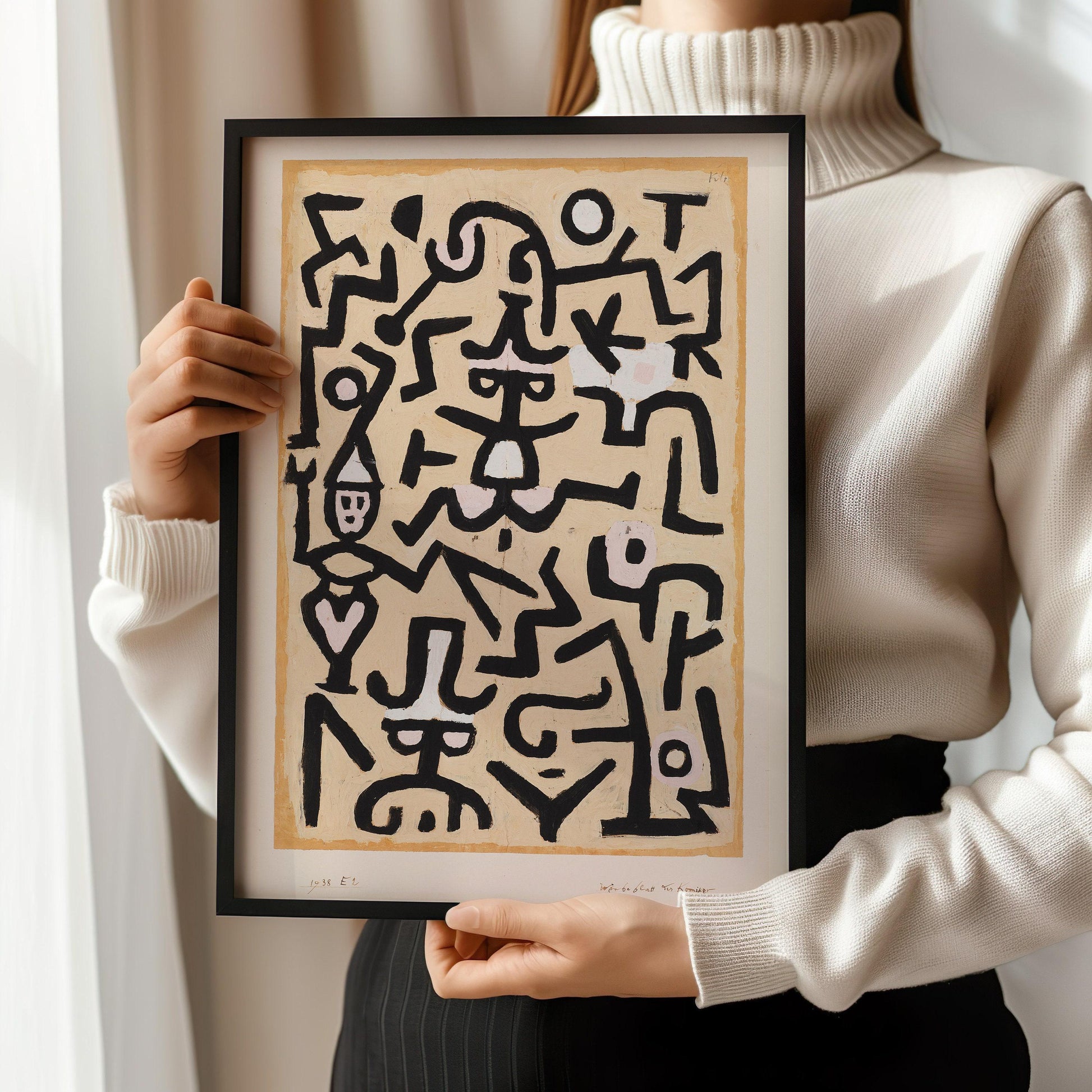 Paul Klee - Affiche de comédien | Art abstrait moderne beige neutre (disponible encadrée à la main ou non encadrée)