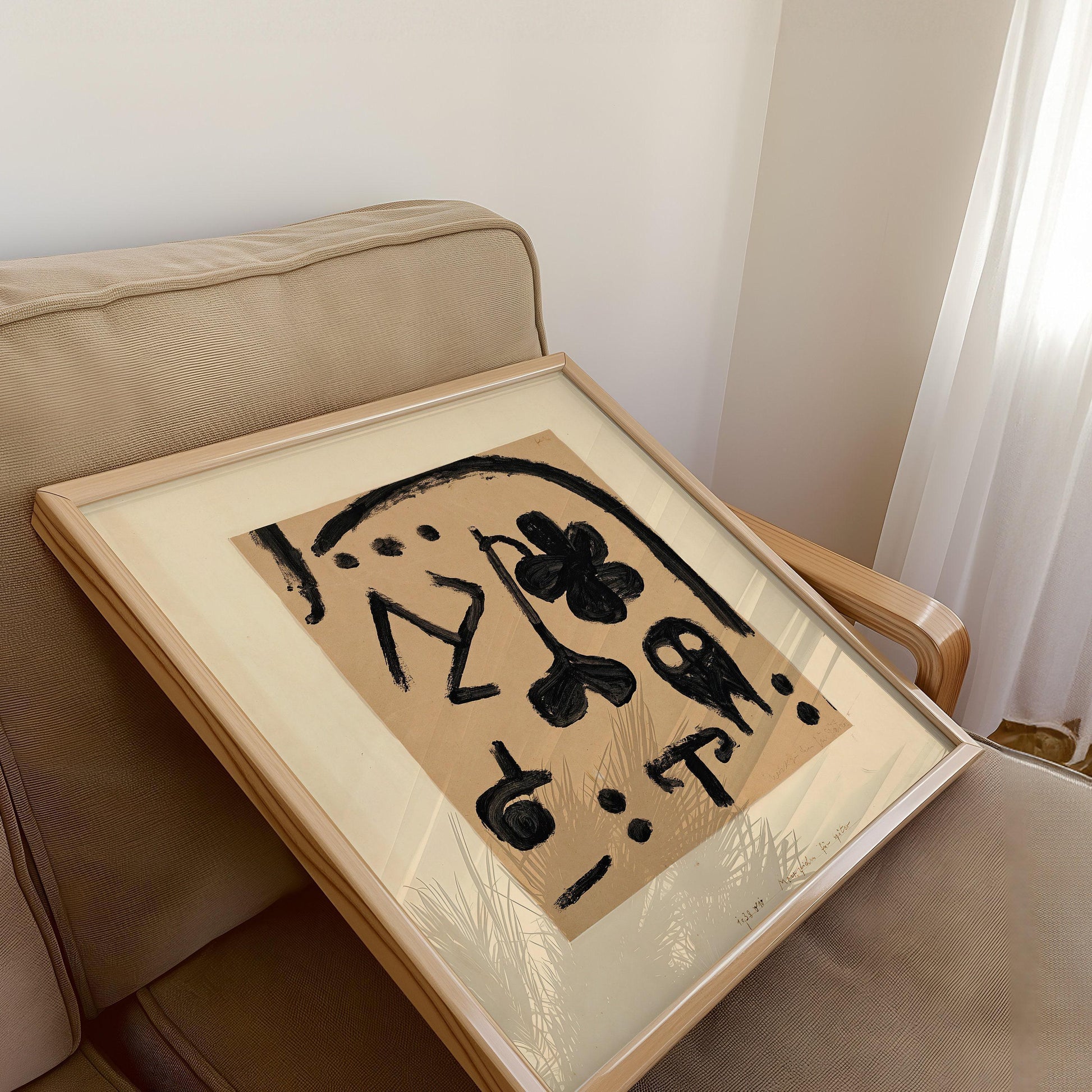 Paul Klee 'Marks for Later' Abstract Art Print: Mid-Century Modern Beige Giclee