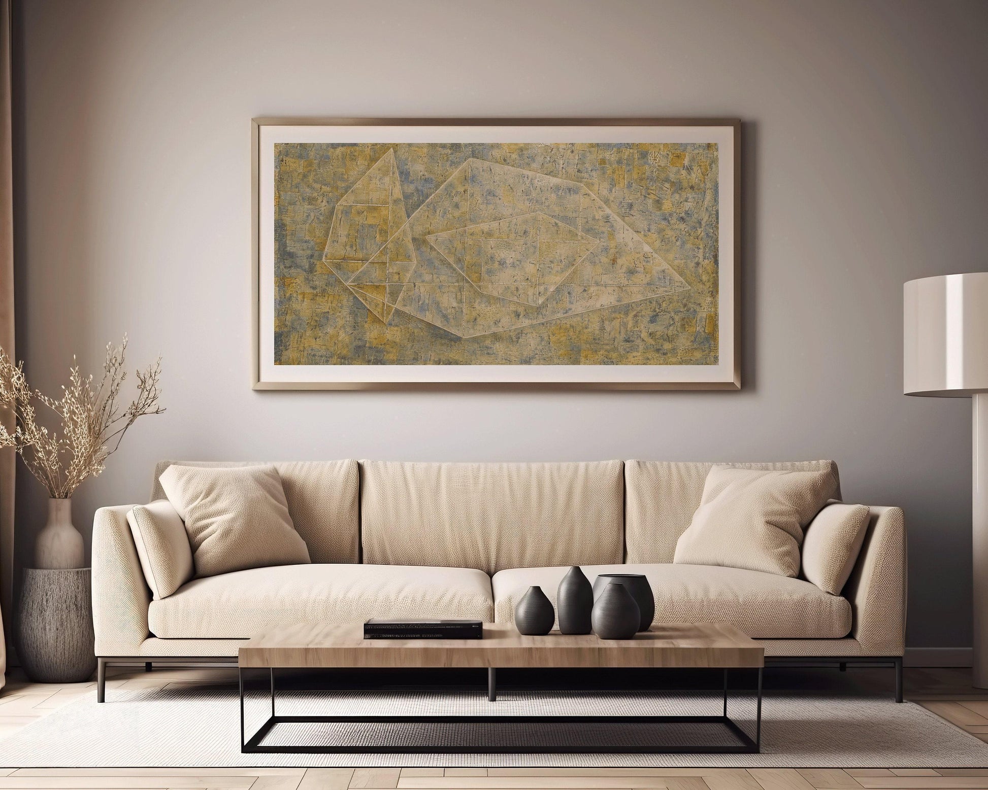 Paul Klee - P 14 | Art panoramique abstrait moderne (disponible encadré à la main ou non encadré) 2x1