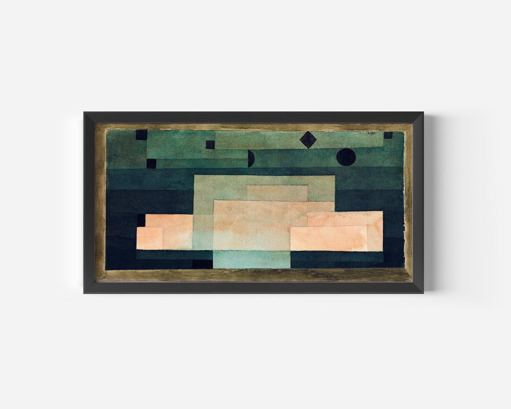 Estampe de Paul Klee : Le firmament au-dessus du temple, art panoramique abstrait (2x1)