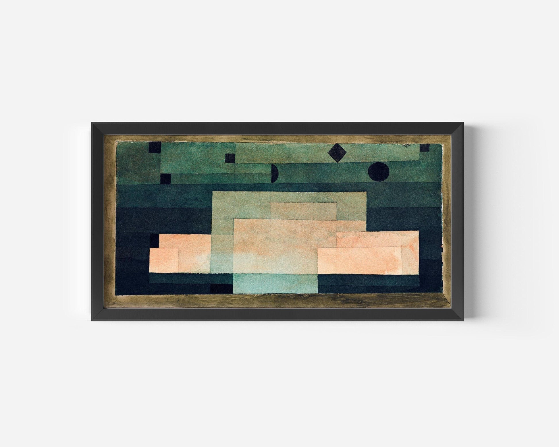 Estampe de Paul Klee : Le firmament au-dessus du temple, art panoramique abstrait (2x1)