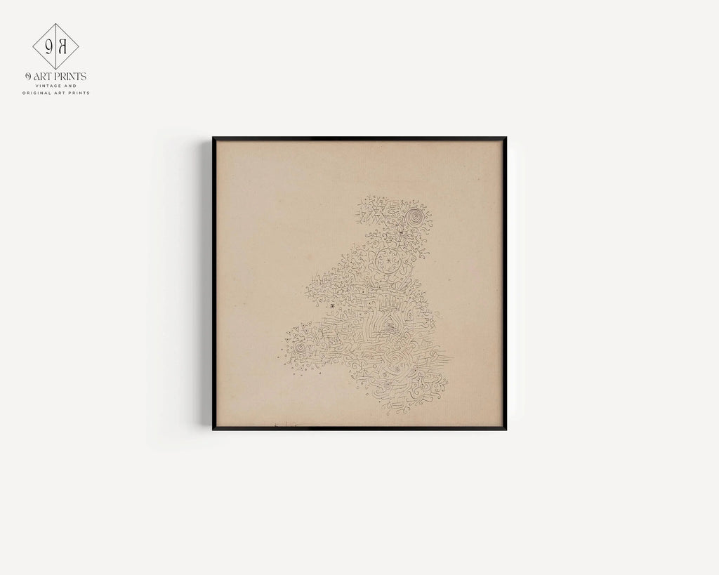 Estampe Paul Klee Rosenhag : Croquis beige et noir style moderne du milieu du siècle