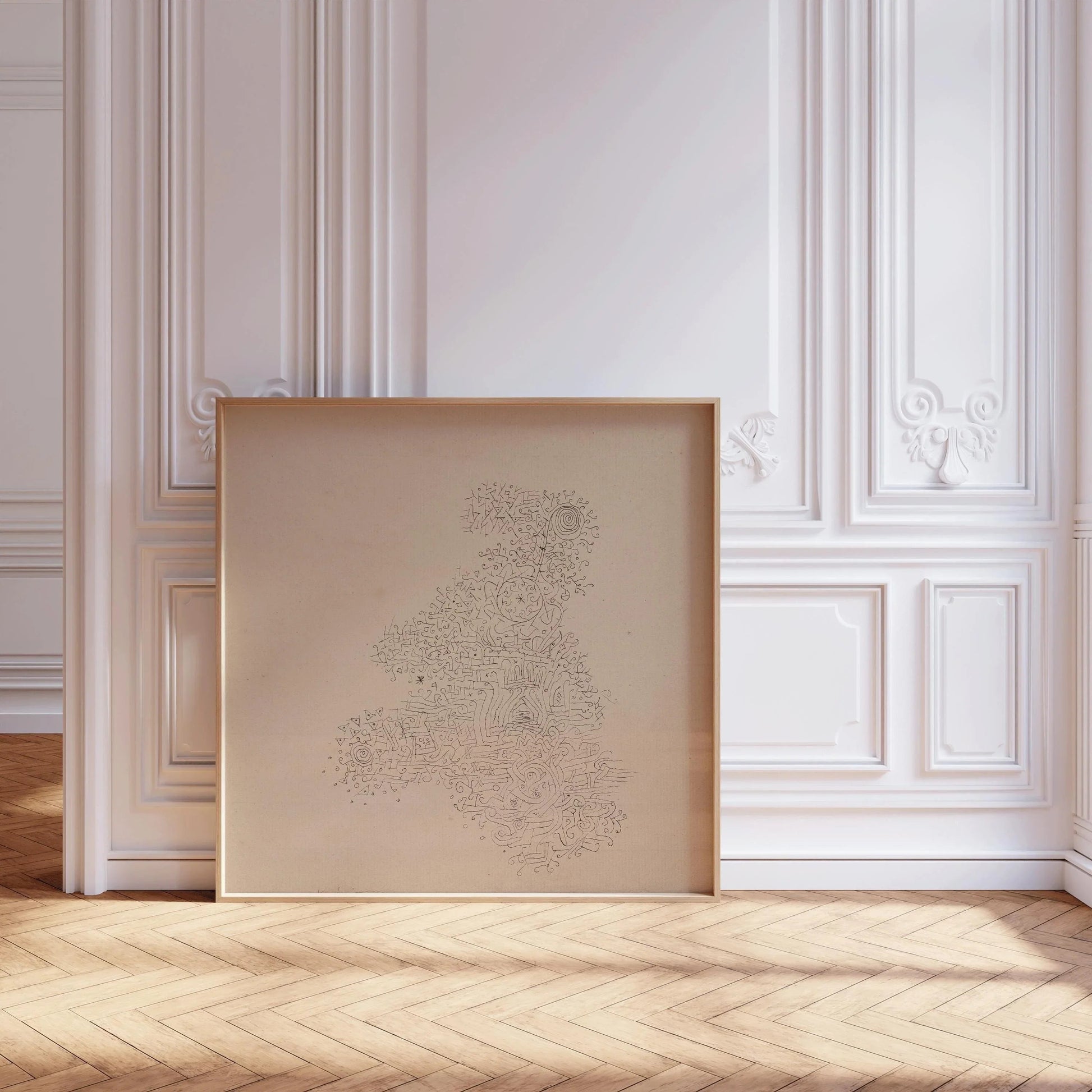 Estampe Paul Klee Rosenhag : Croquis beige et noir style moderne du milieu du siècle