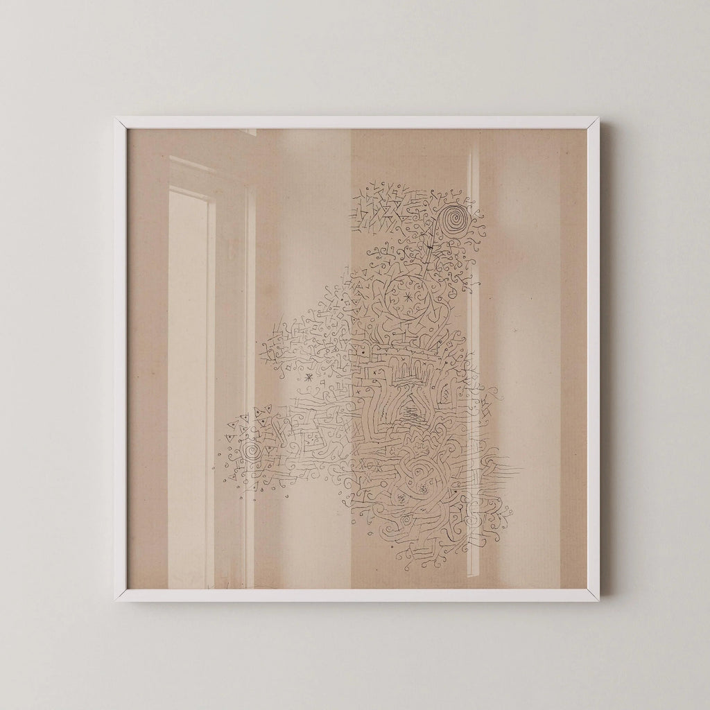 Estampe Paul Klee Rosenhag : Croquis beige et noir style moderne du milieu du siècle