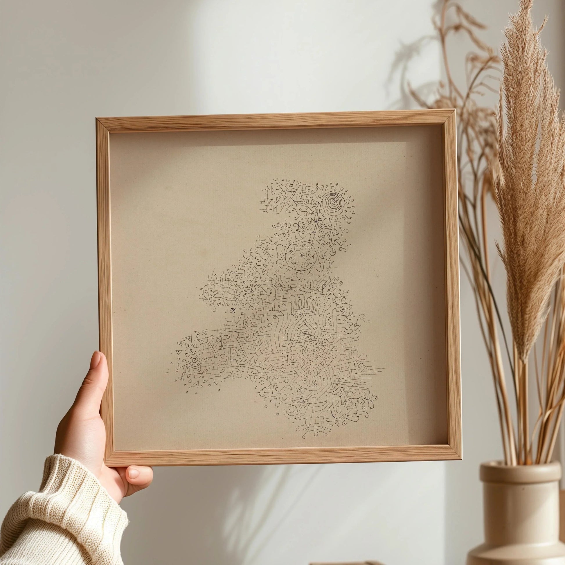 Estampe Paul Klee Rosenhag : Croquis beige et noir style moderne du milieu du siècle