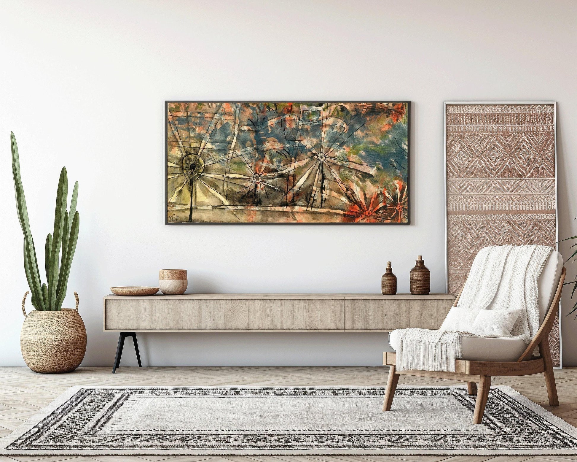Paul Klee - Streetlamps | Modern Abstract Wide Panoramic Art (available handframed or unframed) 2x1