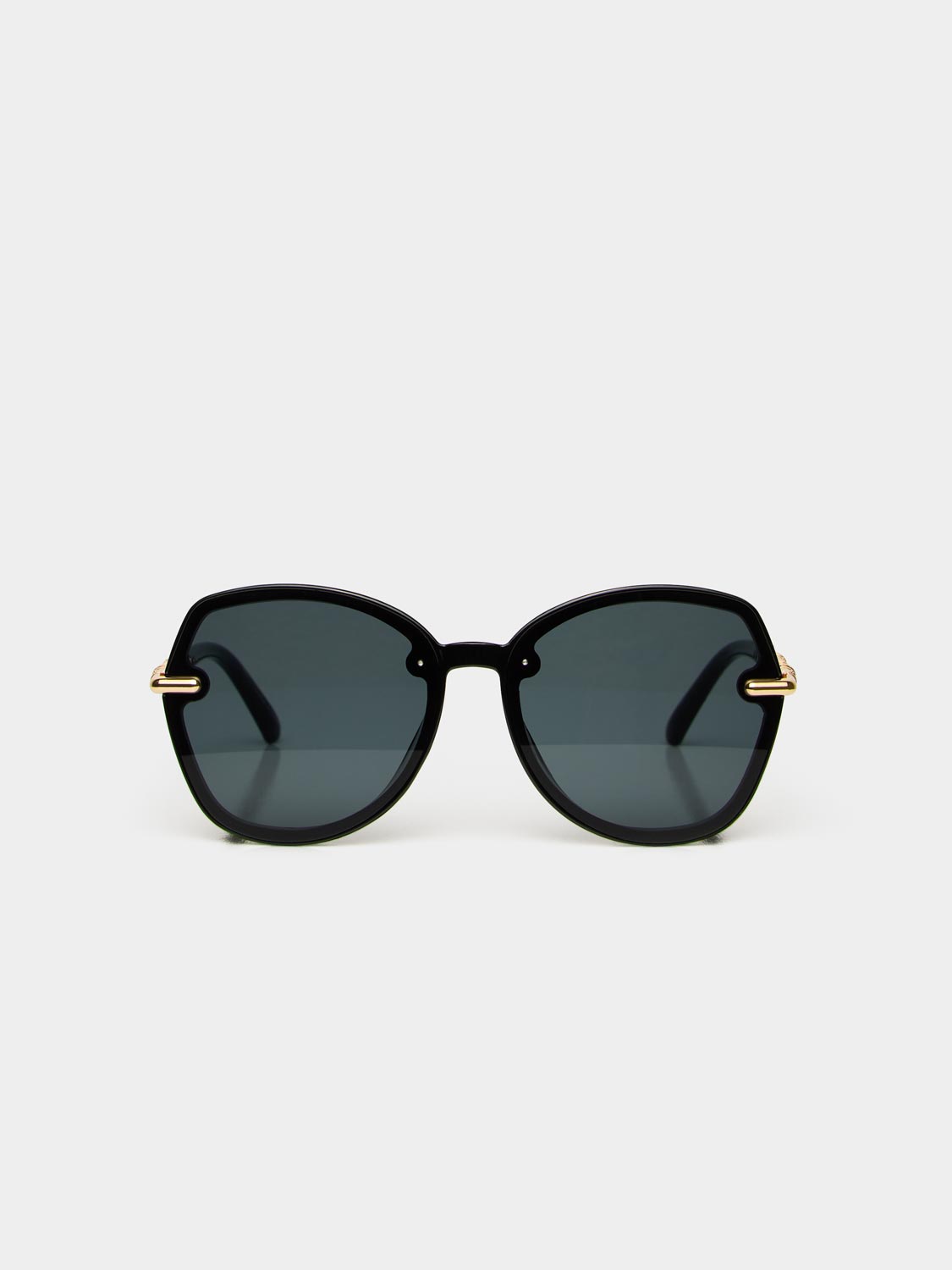 Lunettes de soleil rondes à monture transparente