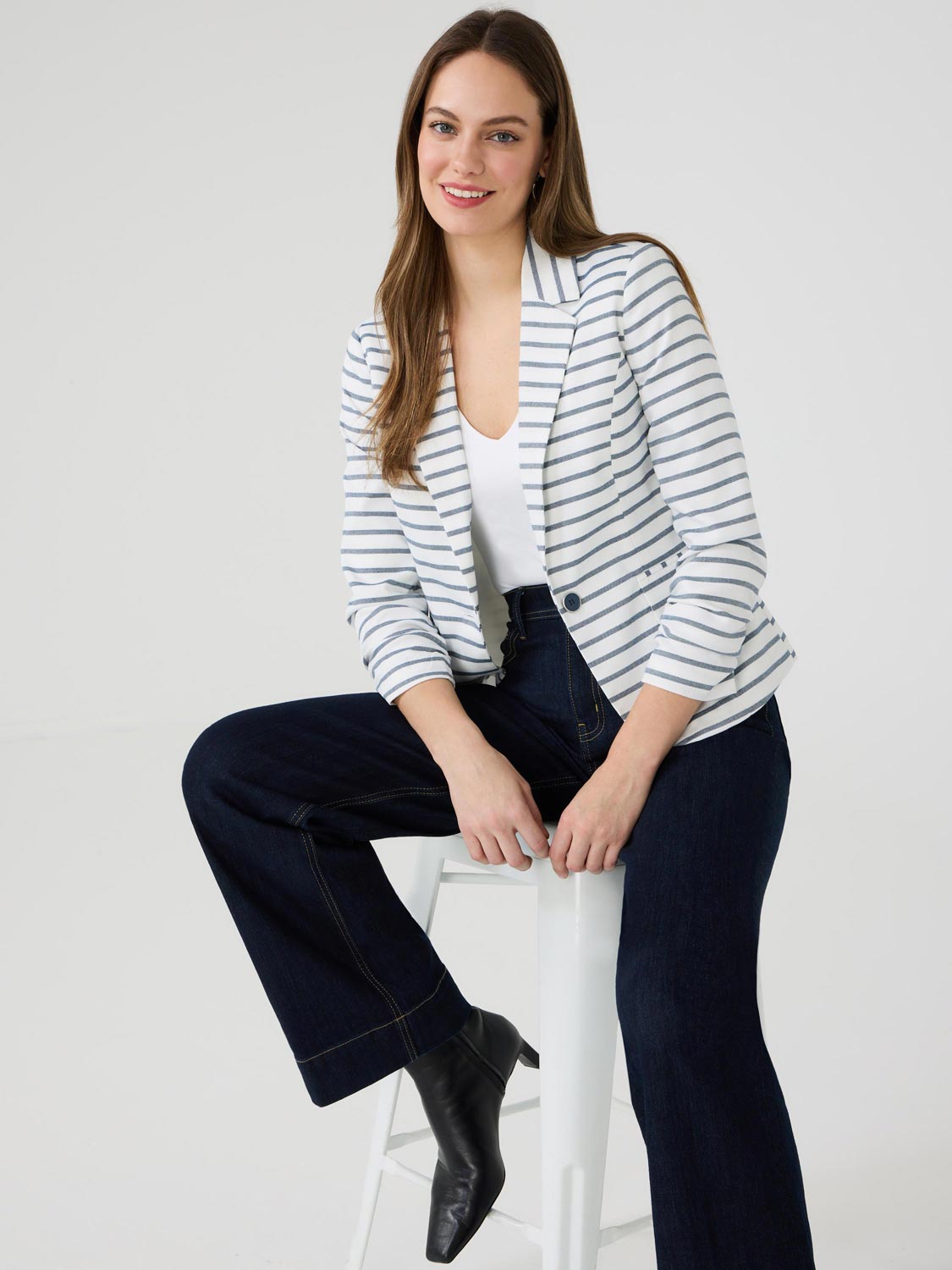 1-Button Striped Blazer