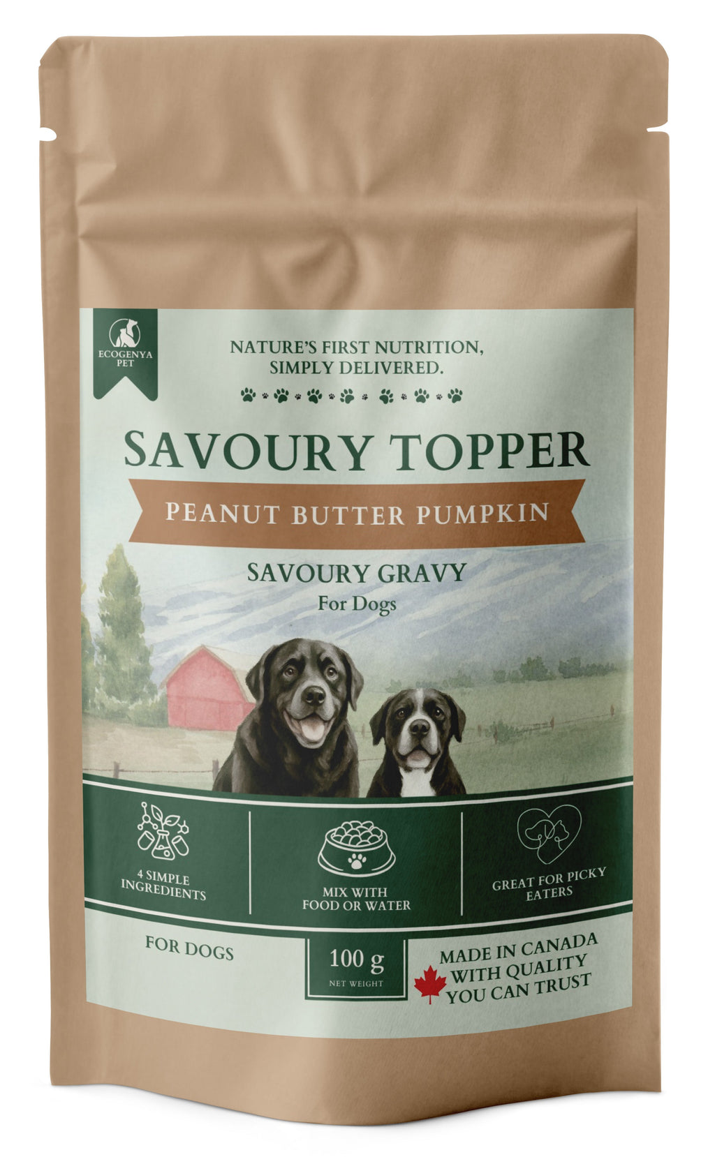 Ecogenya Savoury Topper Peanut Butter Pumpkin Gravy for Dogs — Xylitol-Free Meal Enhancer Powder, 100g–1kg