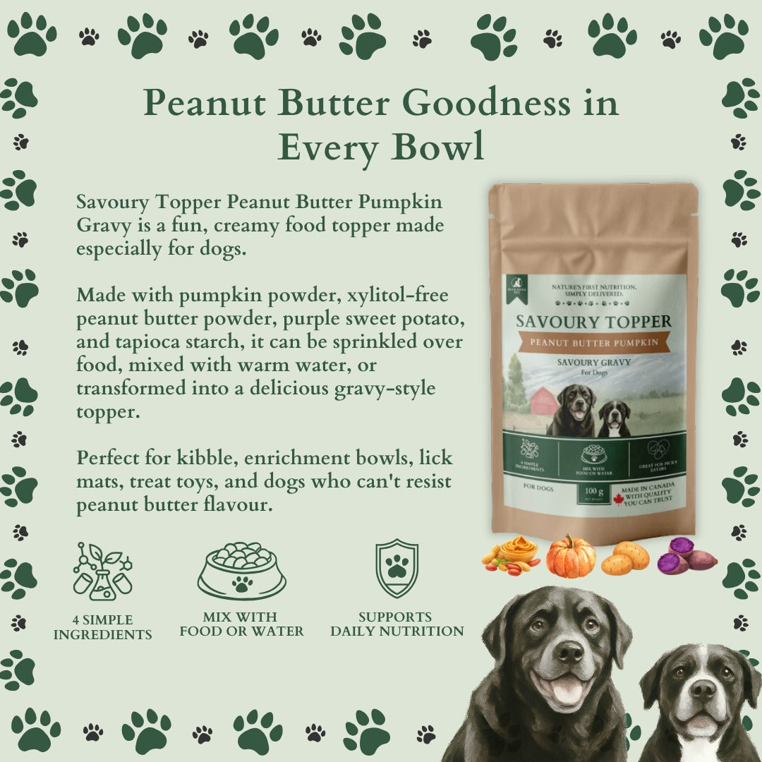 Ecogenya Savoury Topper Peanut Butter Pumpkin Gravy for Dogs — Xylitol-Free Meal Enhancer Powder, 100g–1kg