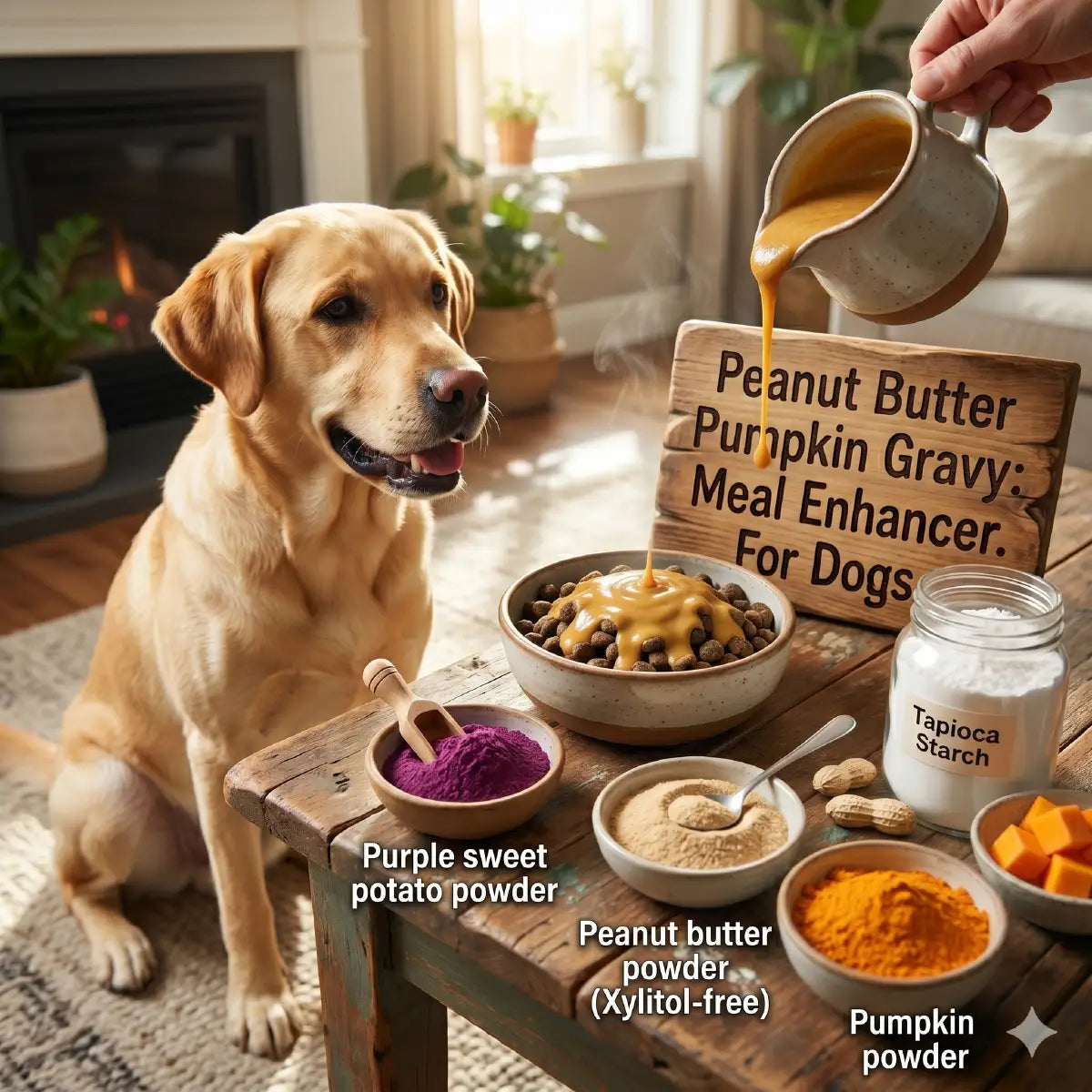 Ecogenya Savoury Topper Peanut Butter Pumpkin Gravy for Dogs — Xylitol-Free Meal Enhancer Powder, 100g–1kg