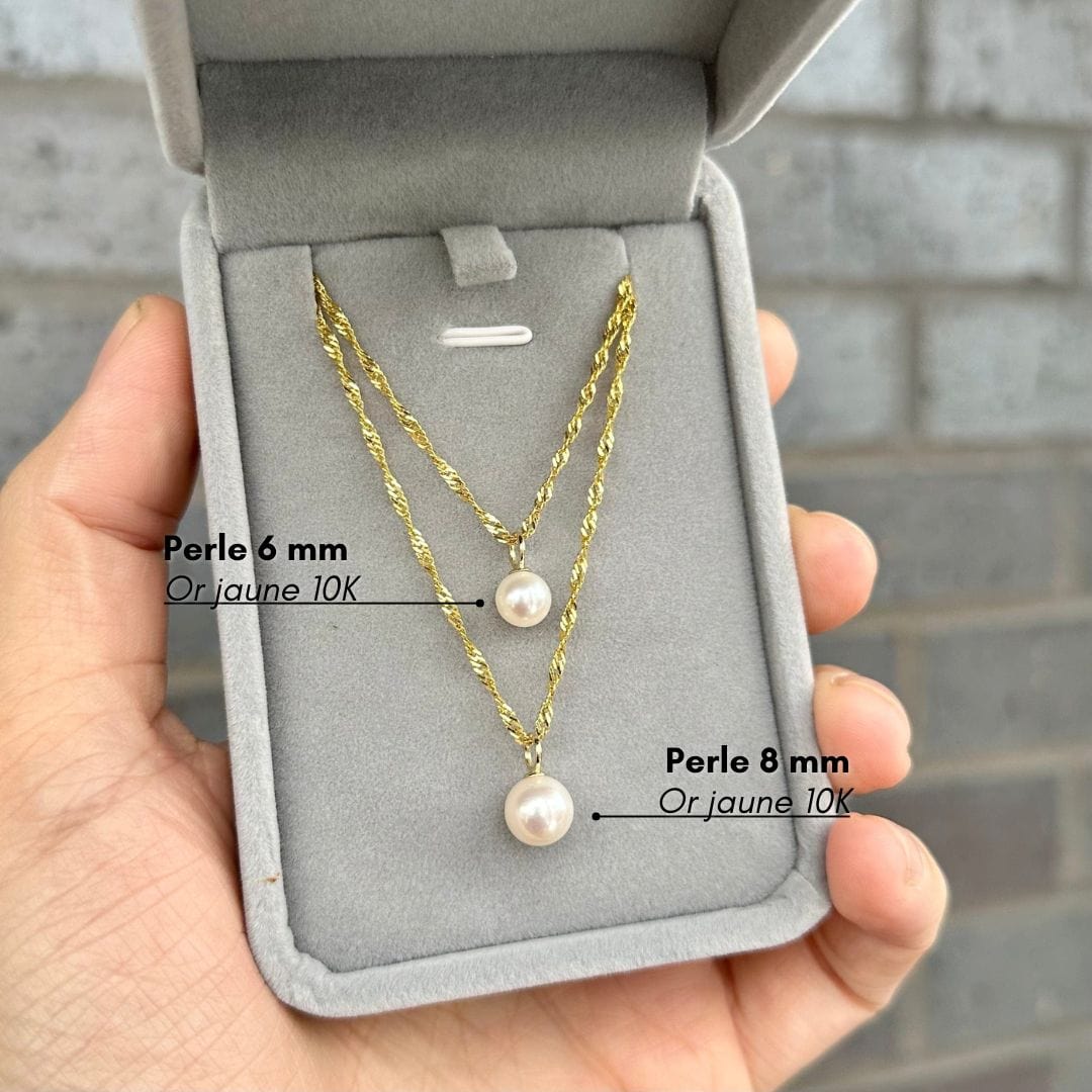 Pendentif perle d'eau douce et or 10K ou argent sterling 