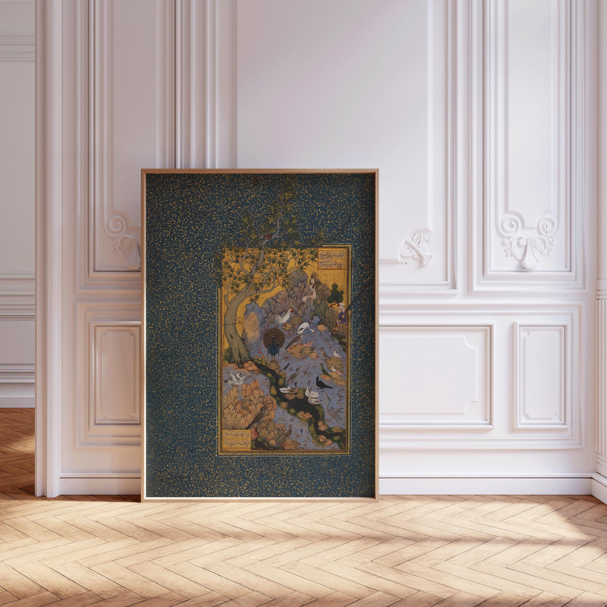 Estampe miniature persane : Mantiq al Tayir, XVIIe siècle, impression giclée