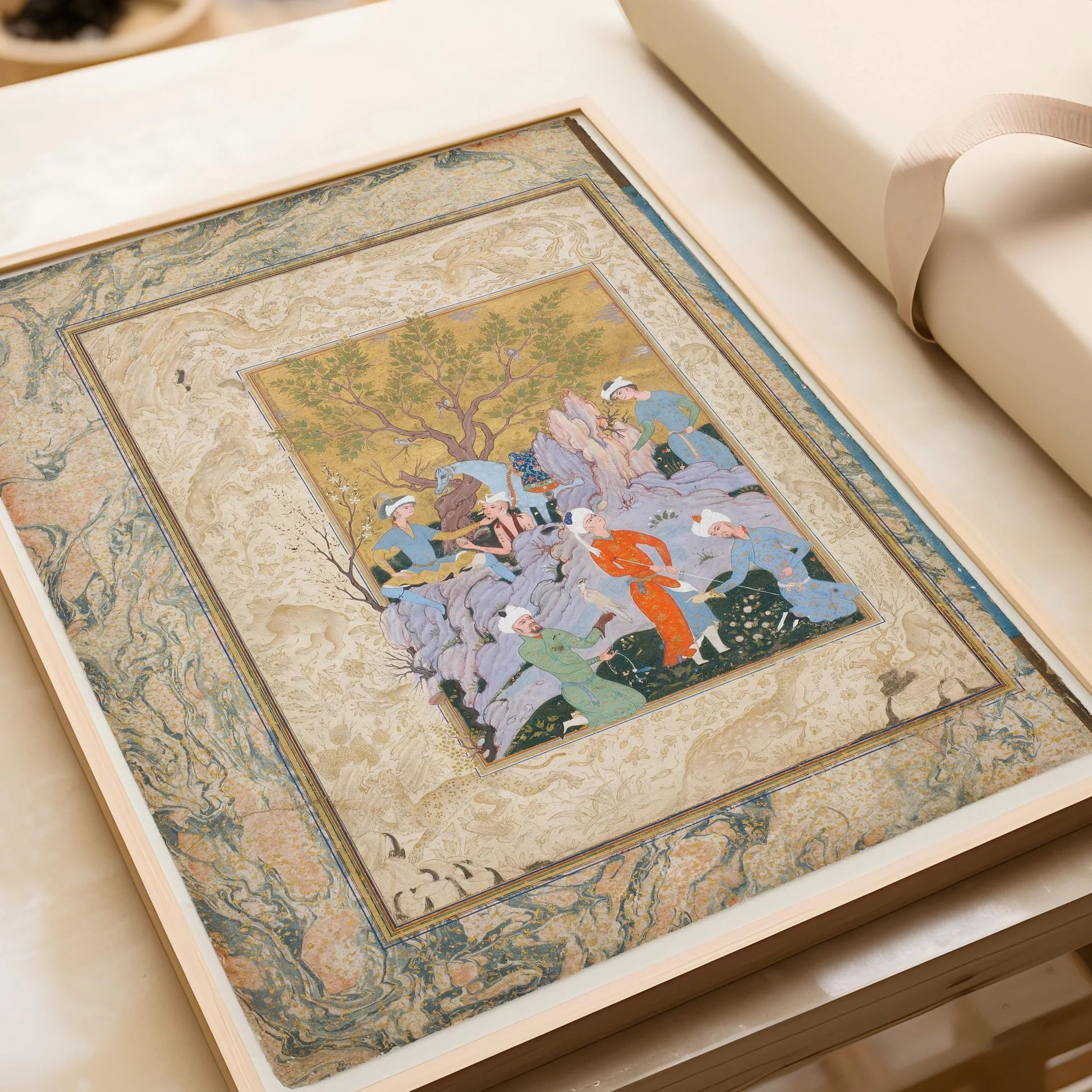 Persian Miniature Art Print: Princely Hawking Party Giclee