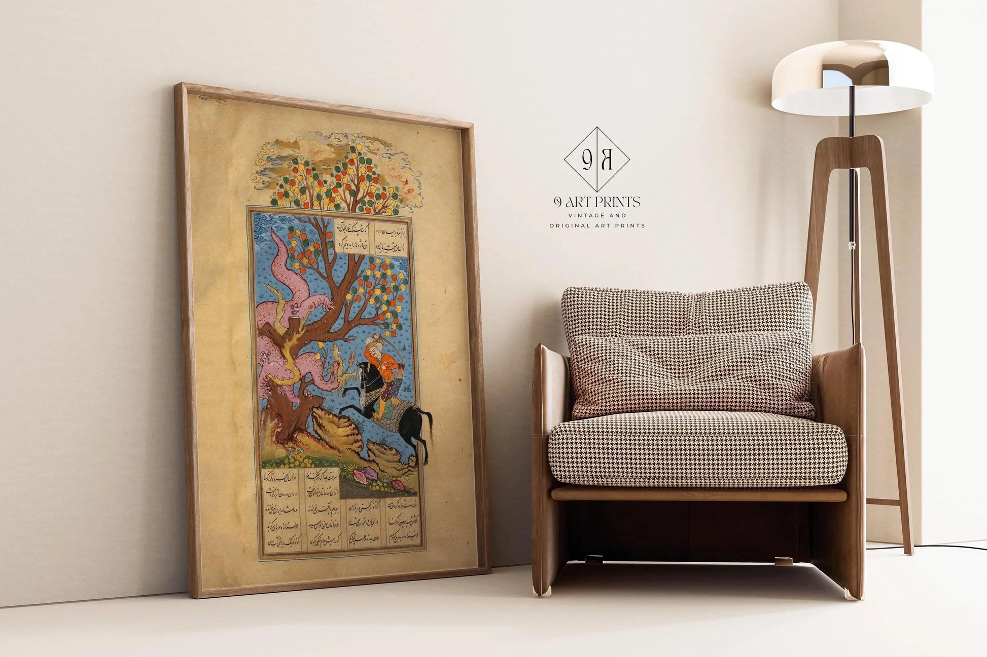 Estampe miniature persane : Rustam affronte une division - Shahnama Giclée