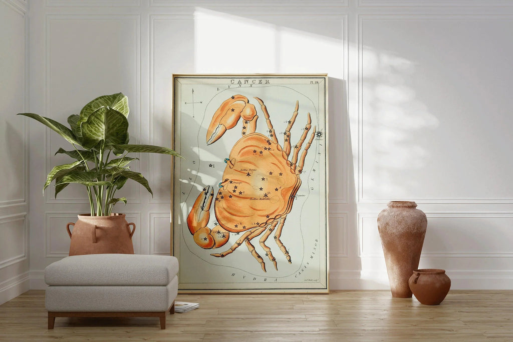 Affiche astrologique vintage personnalisable - Cancer | Sidney Hall Art (disponible encadrée ou non encadrée)