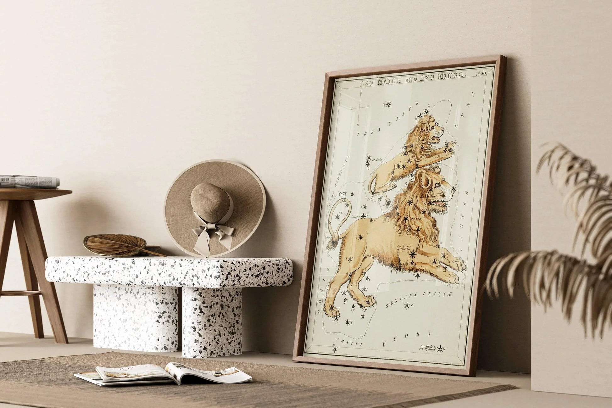 Affiche astrologique vintage personnalisable - Lion | Sidney Hall Art (disponible encadrée ou non encadrée)
