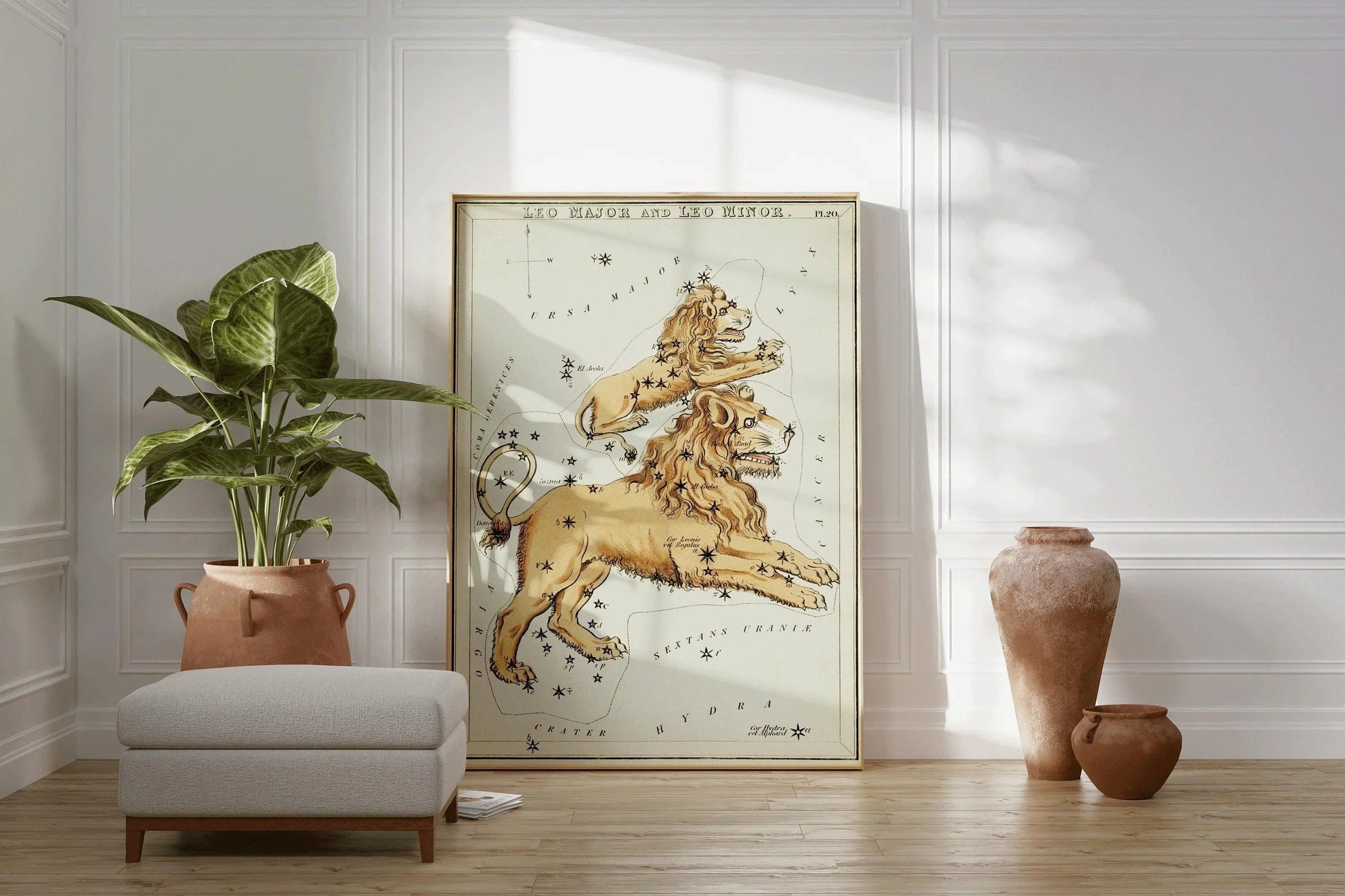 Affiche astrologique vintage personnalisable - Lion | Sidney Hall Art (disponible encadrée ou non encadrée)