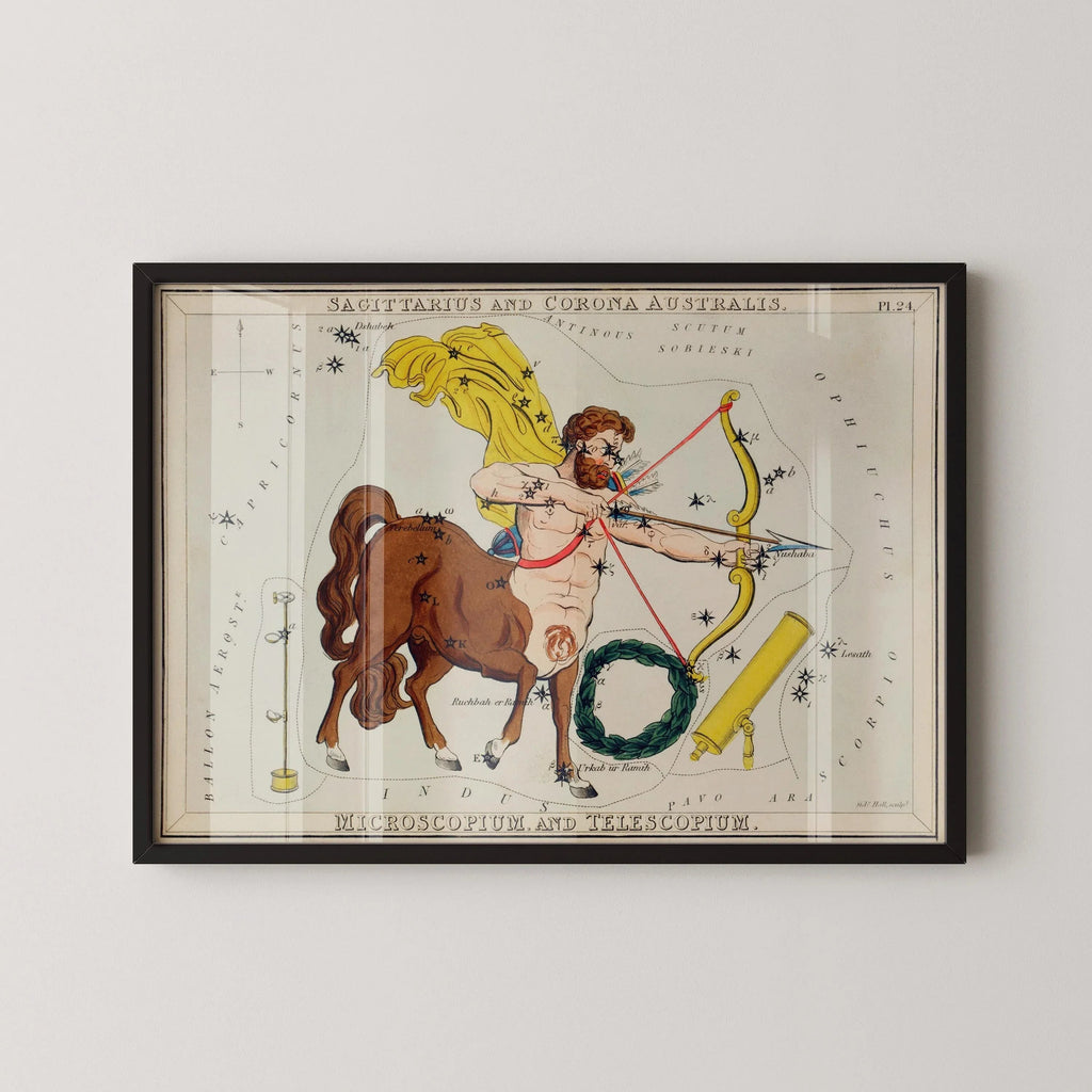 Affiche astrologique vintage personnalisable - Sagittaire | Sidney Hall Art (disponible encadrée ou non encadrée)