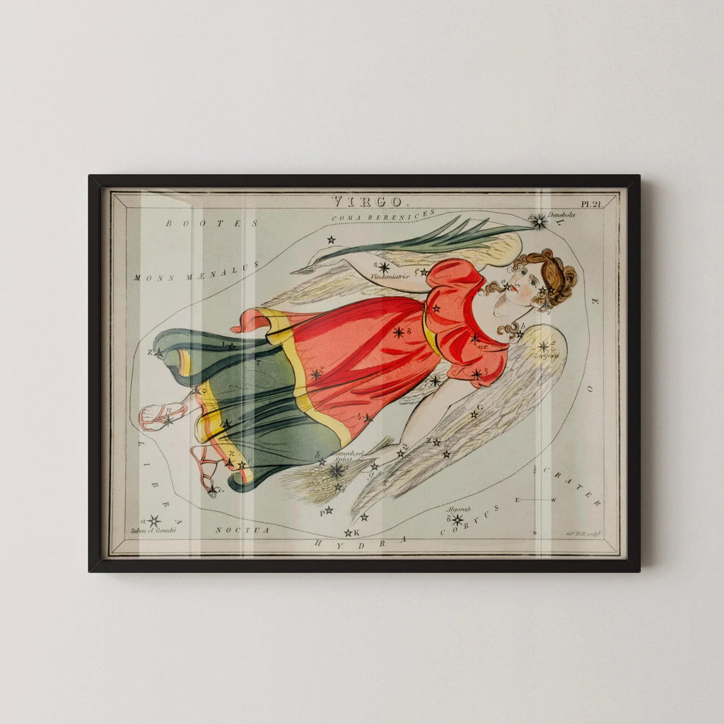 Affiche astrologique vintage personnalisable - Vierge | Sidney Hall Art (disponible encadrée ou non encadrée)