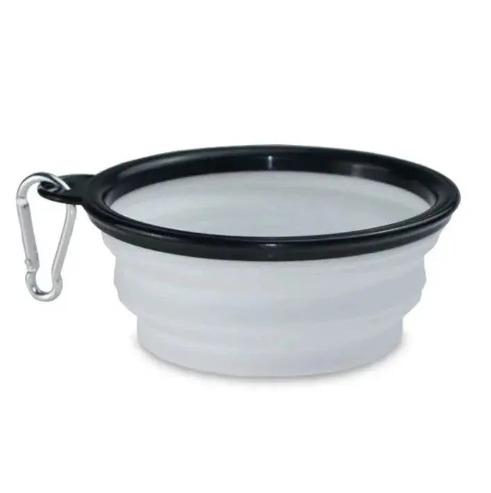 Portable Silicone Pet Bowl with Carabiner Clip, Collapsible, 350 ml