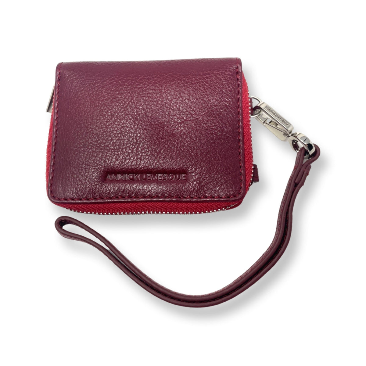 Maylia Leather Card Holder, Bordeaux Red