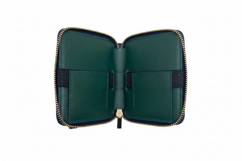 Maylia Leather Card Holder, Dark Green