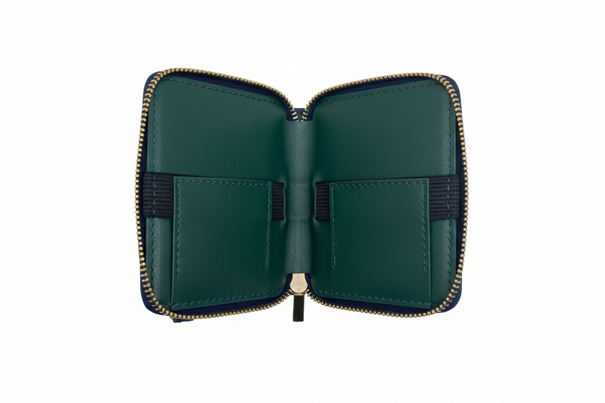 Maylia Leather Card Holder, Dark Green