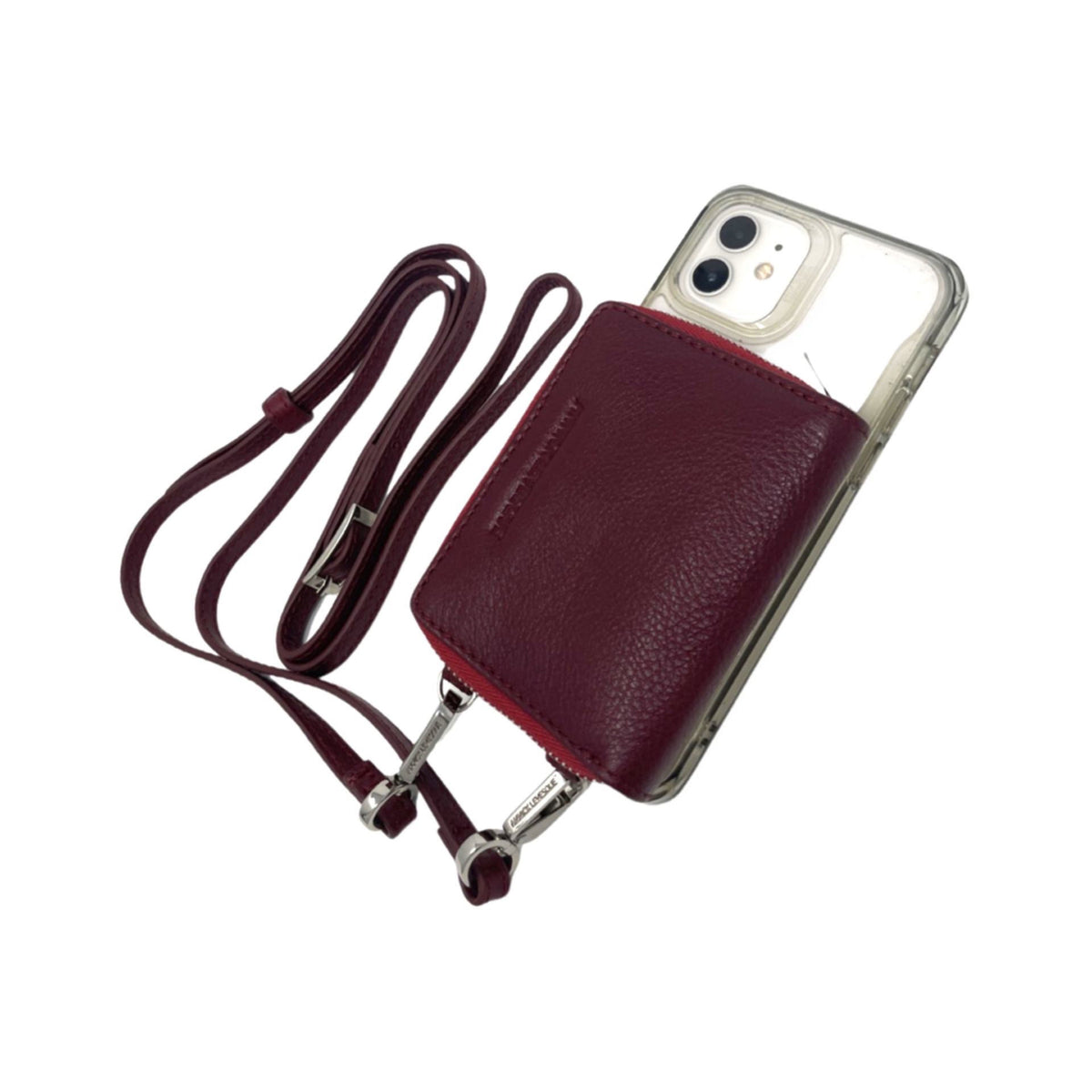 Maylia Leather Card Holder, Bordeaux Red