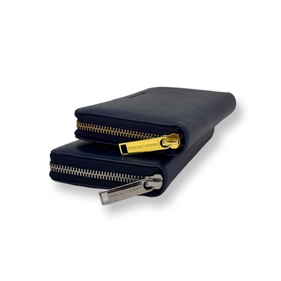 Genuine Leather Navy Blue Wallet, Carla