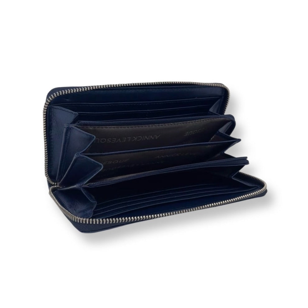 Genuine Leather Navy Blue Wallet, Carla