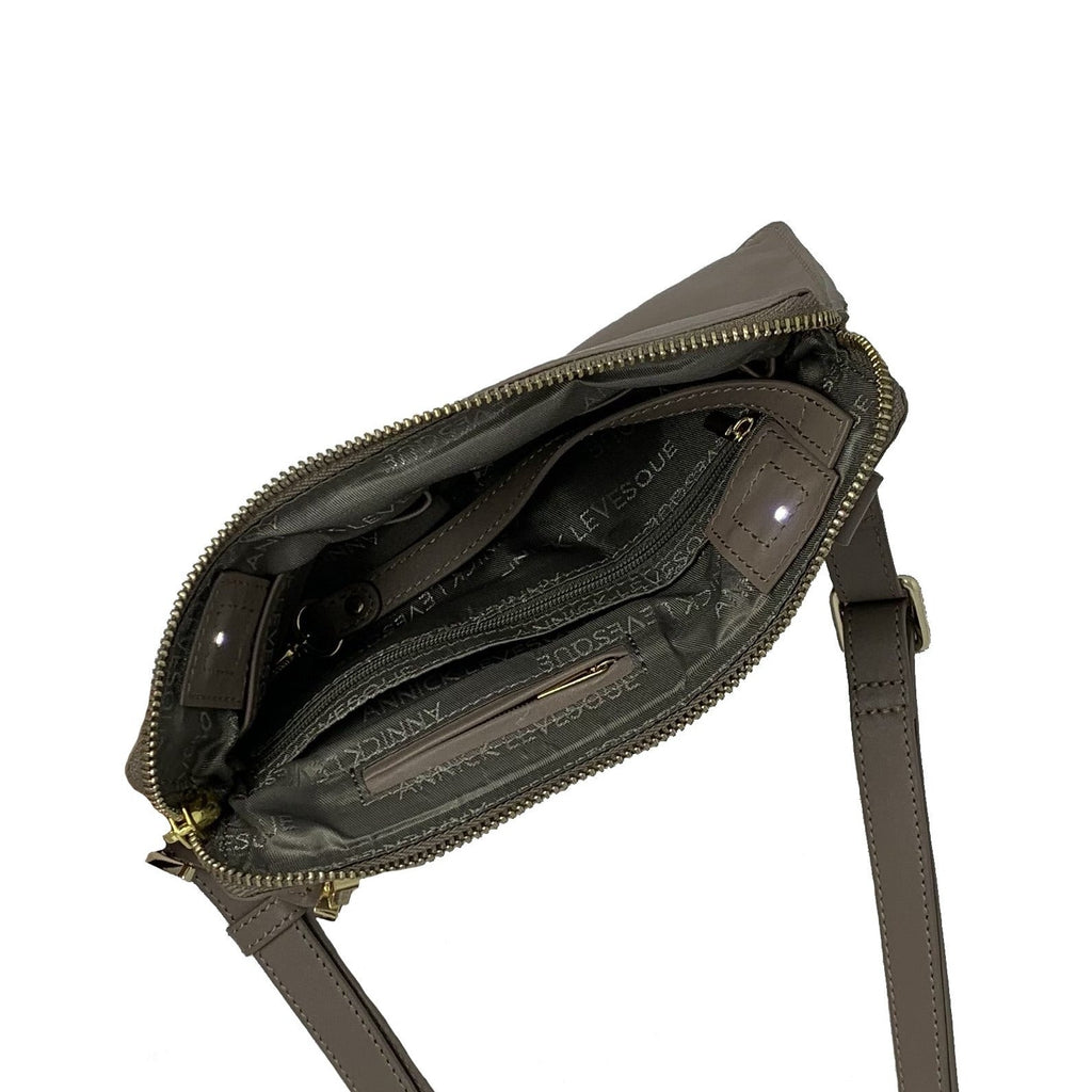 Small Taupe Leather Crossbody Bag - Anita