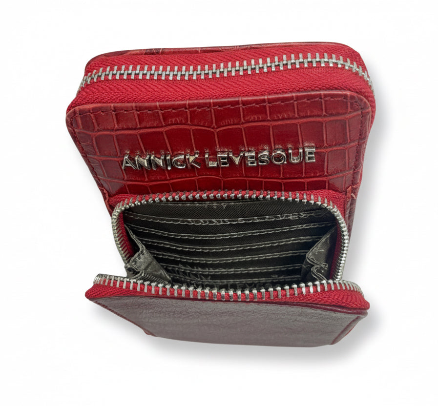 Small Bordeaux Red Crocodile Shoulder Bag | Marie-Josée