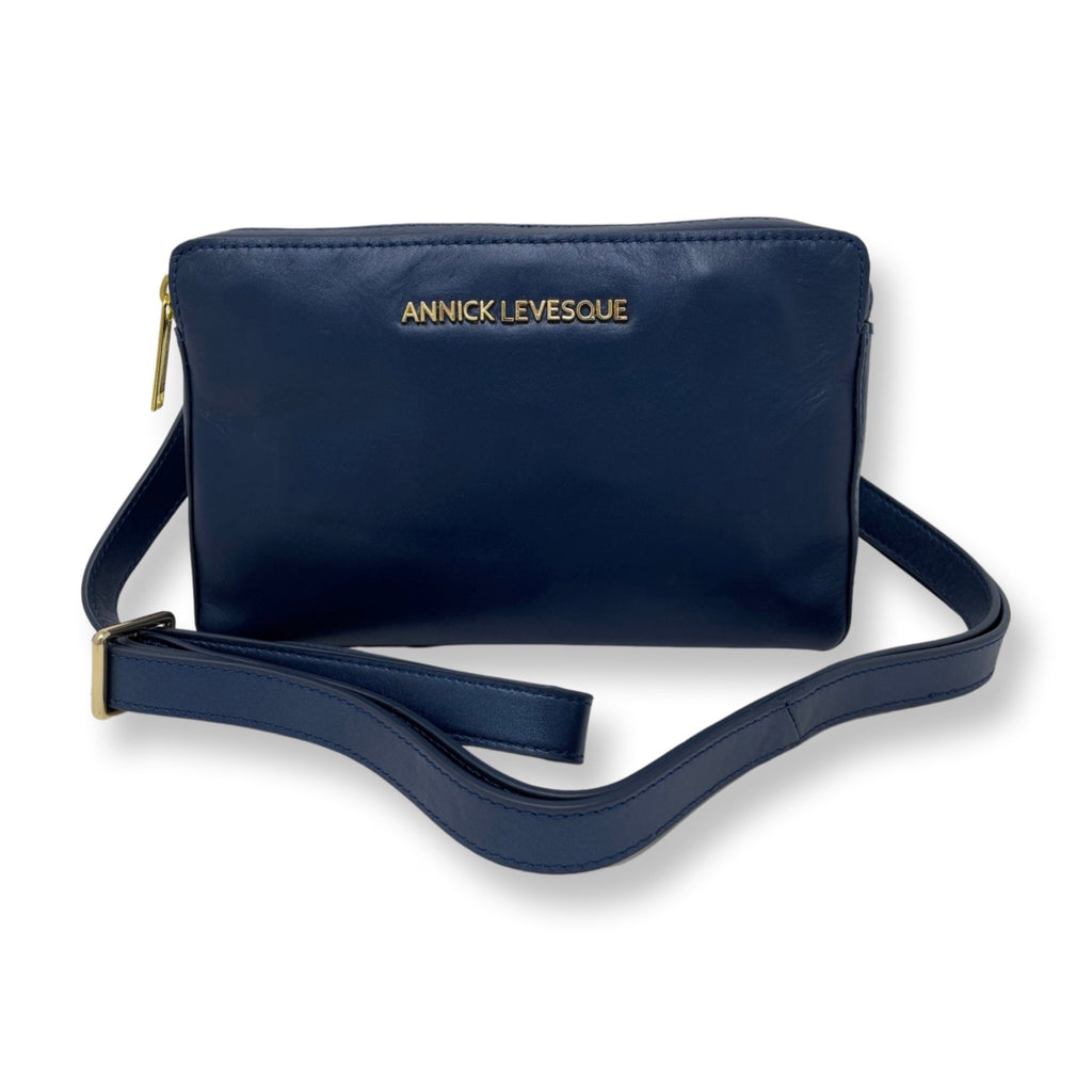 Small Navy Blue Leather Crossbody Bag, Annie
