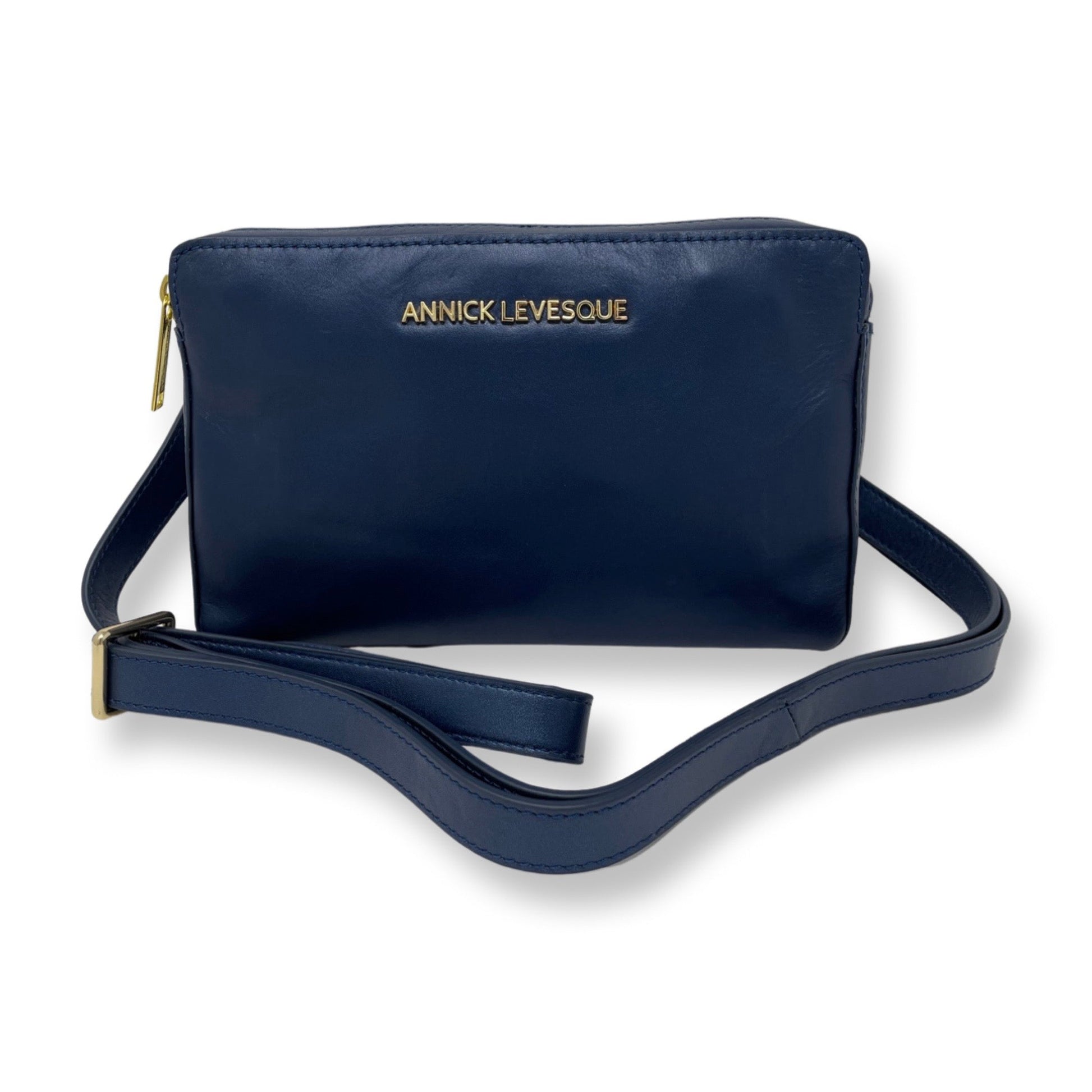 Small Navy Blue Leather Crossbody Bag, Annie