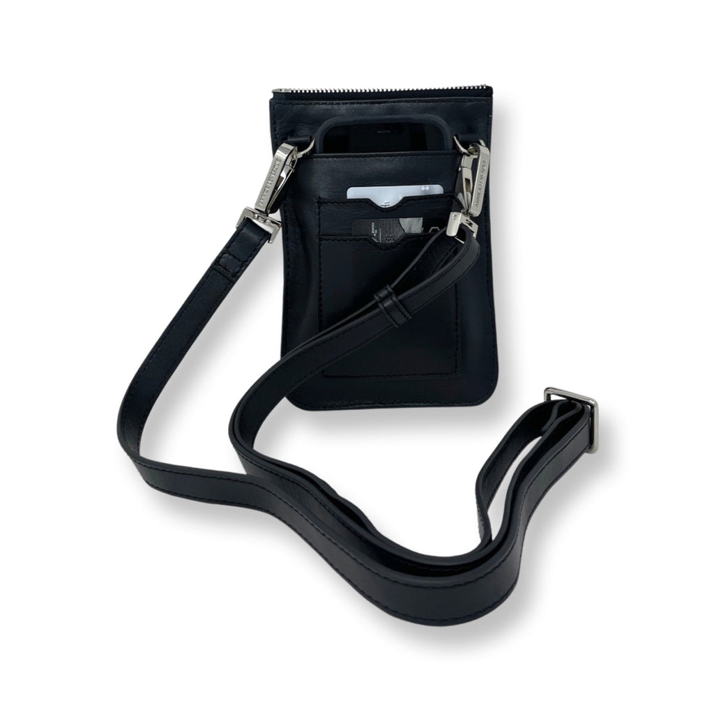 Black Leather Handbag, 2-in-1, Isabelle