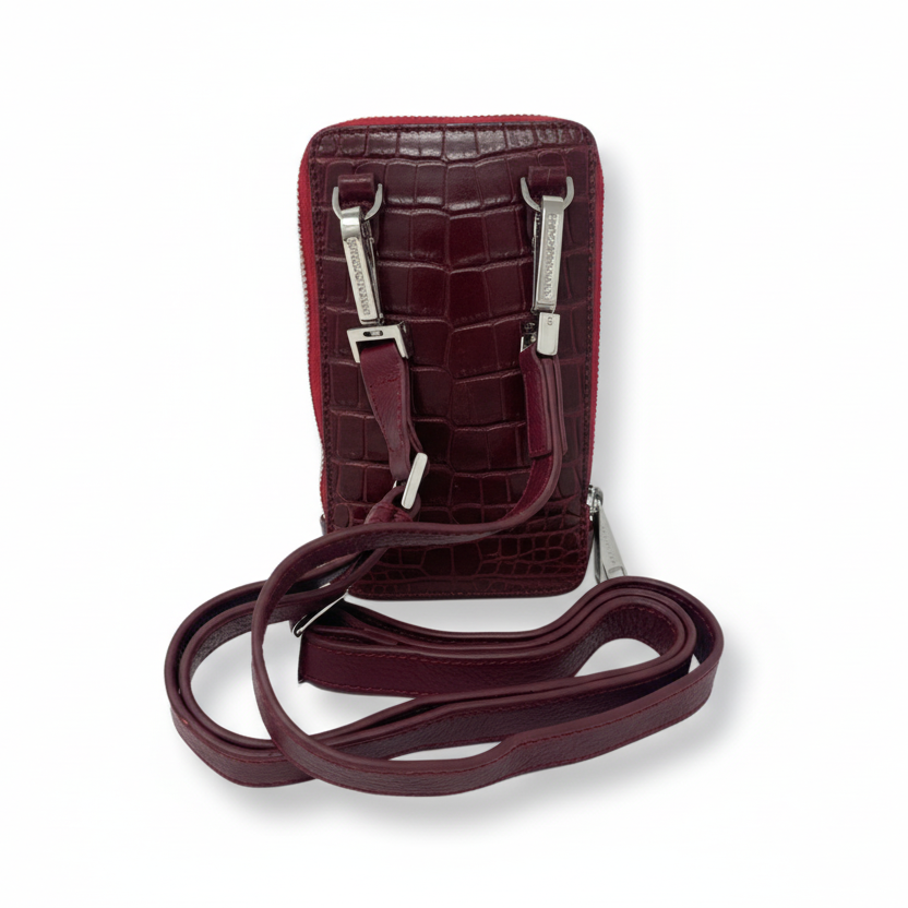 Small Bordeaux Red Crocodile Shoulder Bag | Marie-Josée