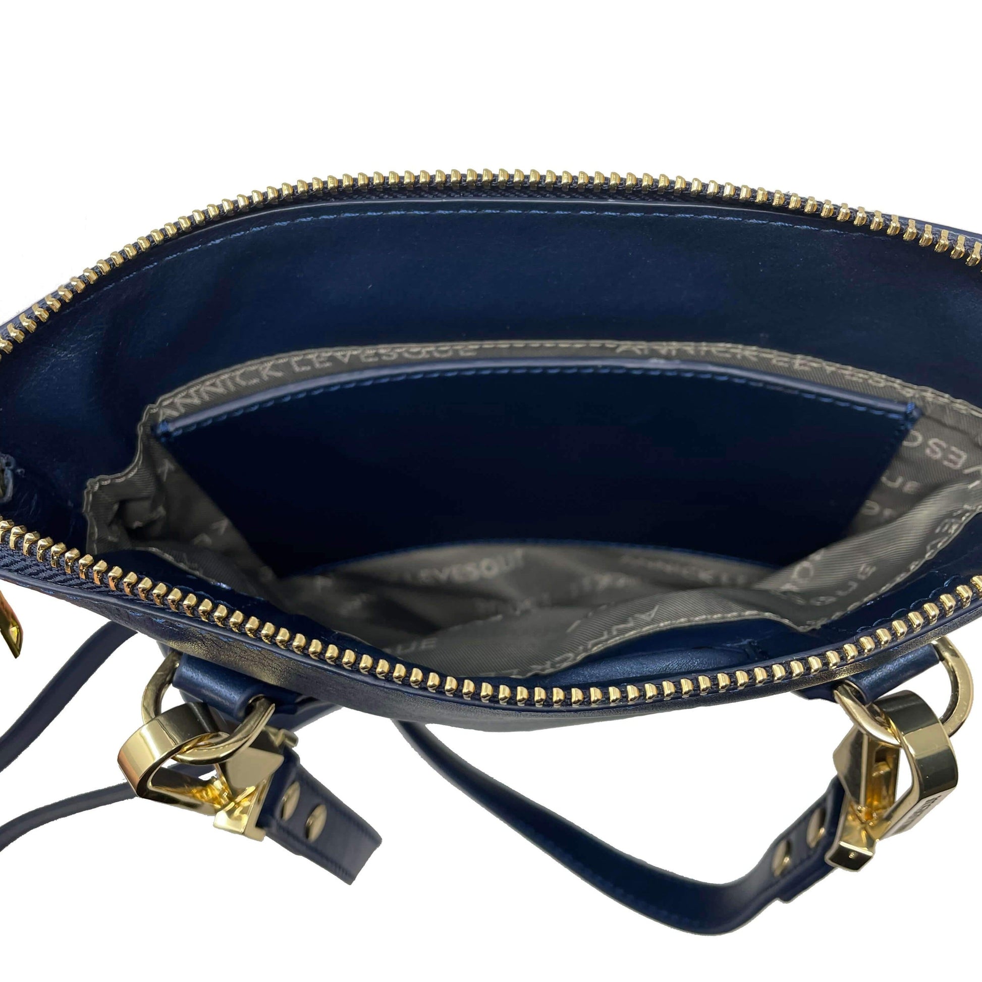 Small Genuine Leather Shoulder Bag Stella, Navy