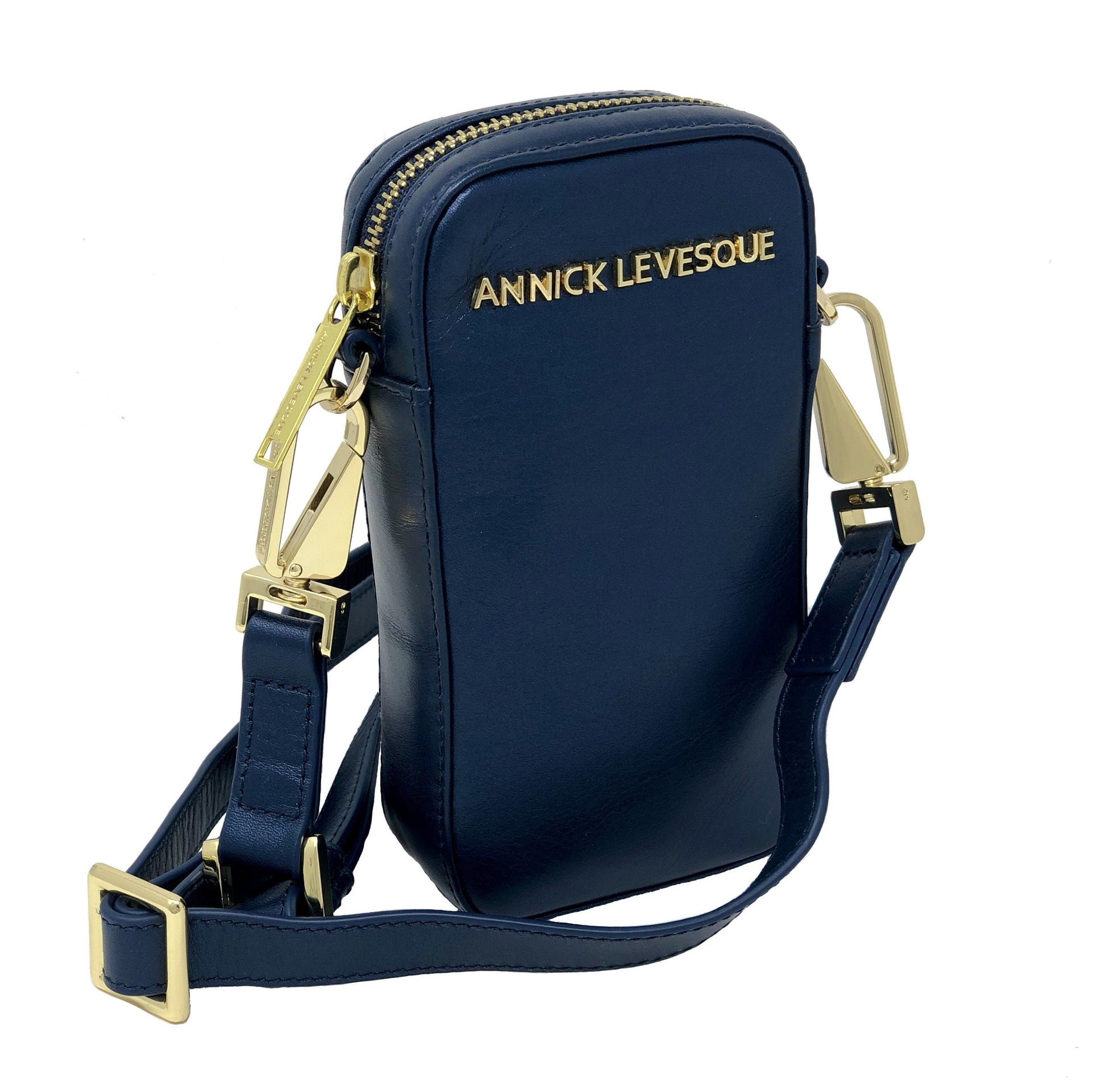 Small Navy Blue Leather Crossbody Bag | Marie-Pierre