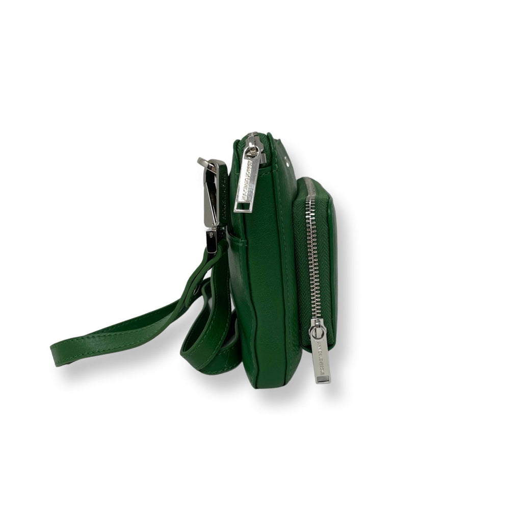 Small Green Leather Crossbody Wallet - Carmen