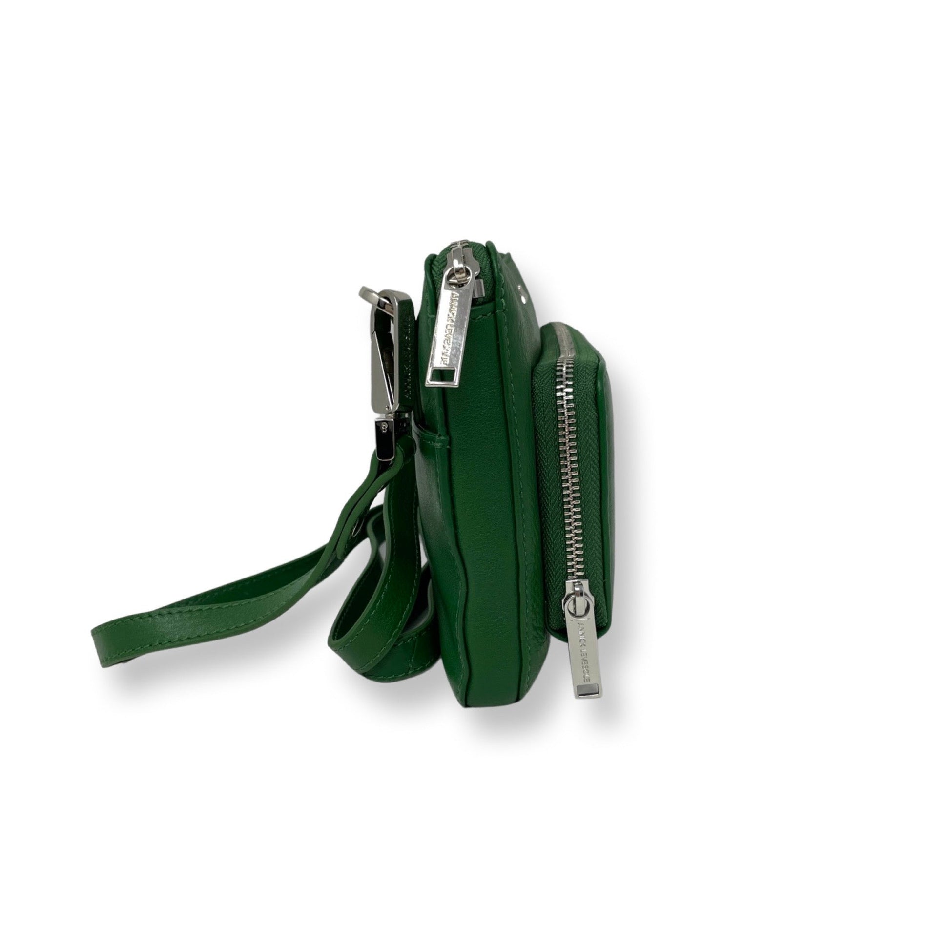 Small Green Leather Crossbody Wallet - Carmen