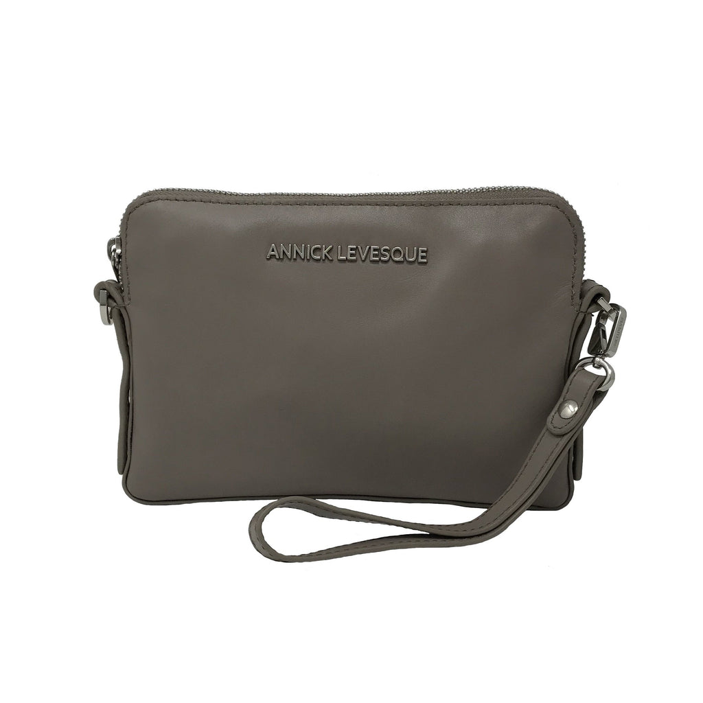 Clarence Leather Handbag, Two-in-One, Taupe