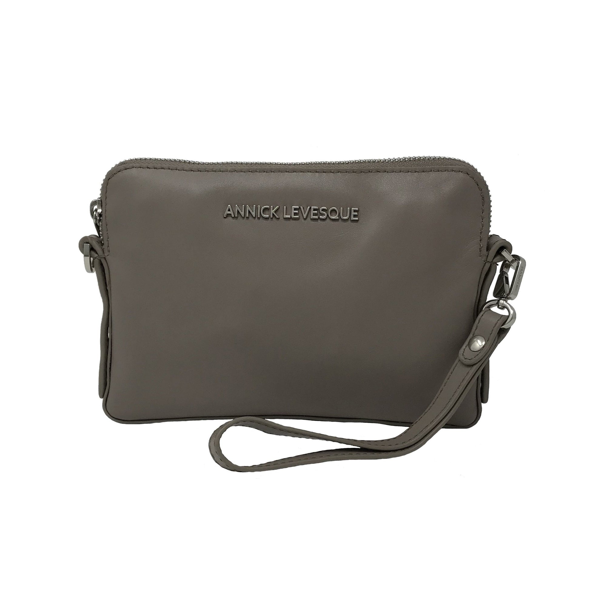 Clarence Leather Handbag, Two-in-One, Taupe