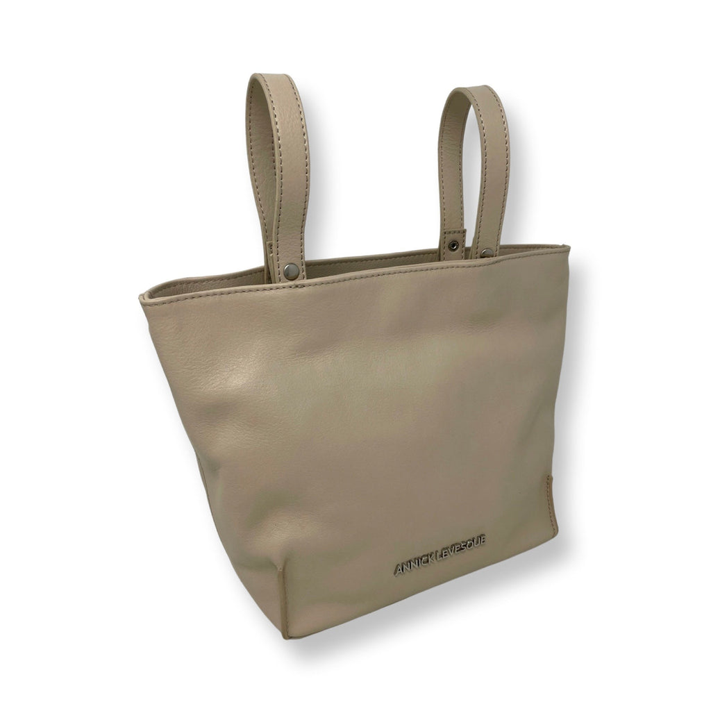 Beige Genuine Leather Transformable Bag, Kelly
