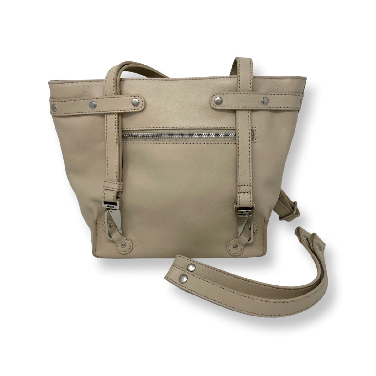 Beige Genuine Leather Transformable Bag, Kelly