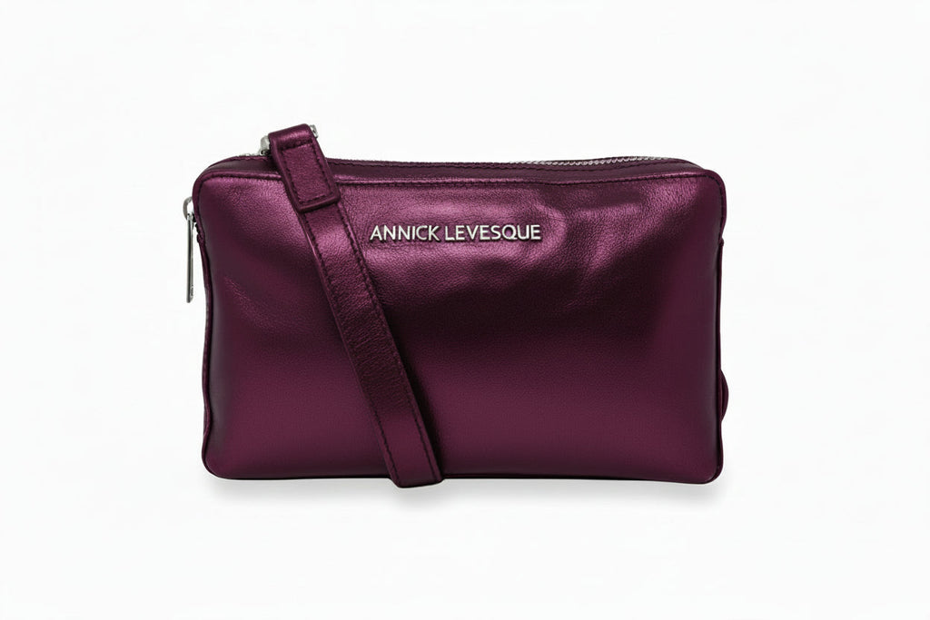 Small Eggplant Leather Crossbody Bag - Annie