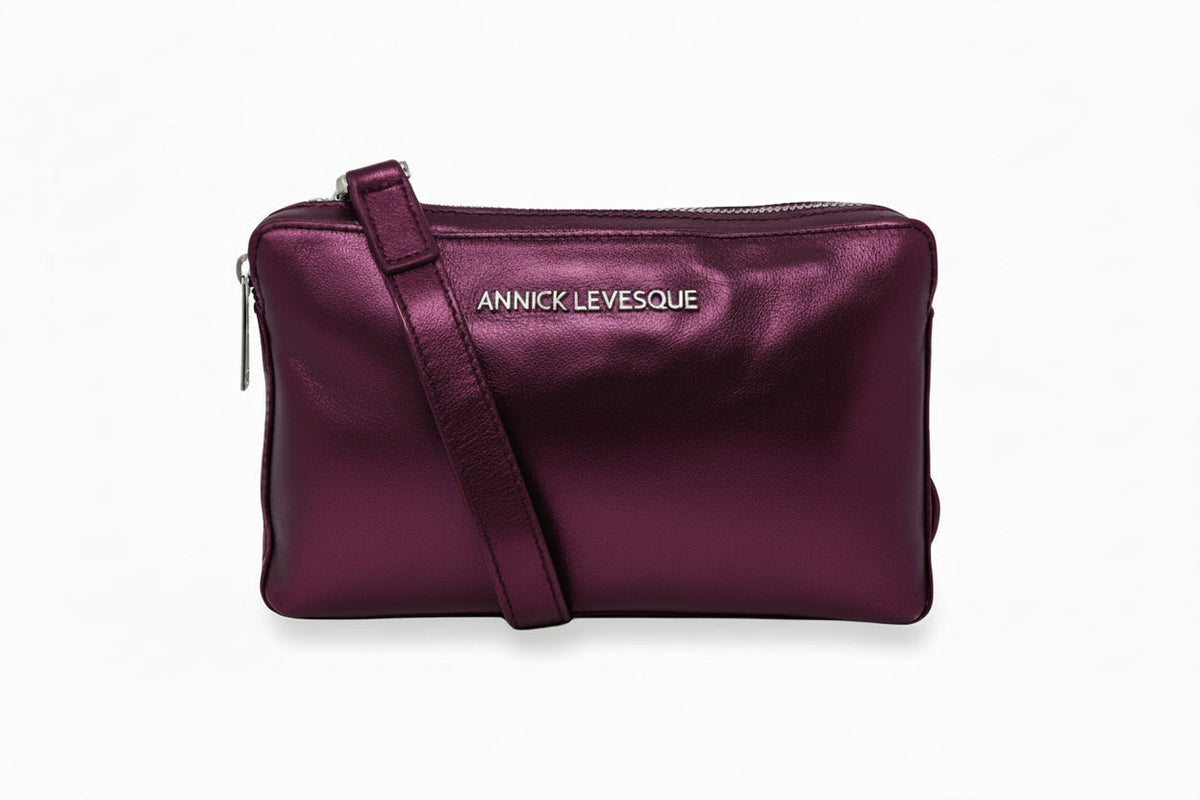 Small Eggplant Leather Crossbody Bag - Annie