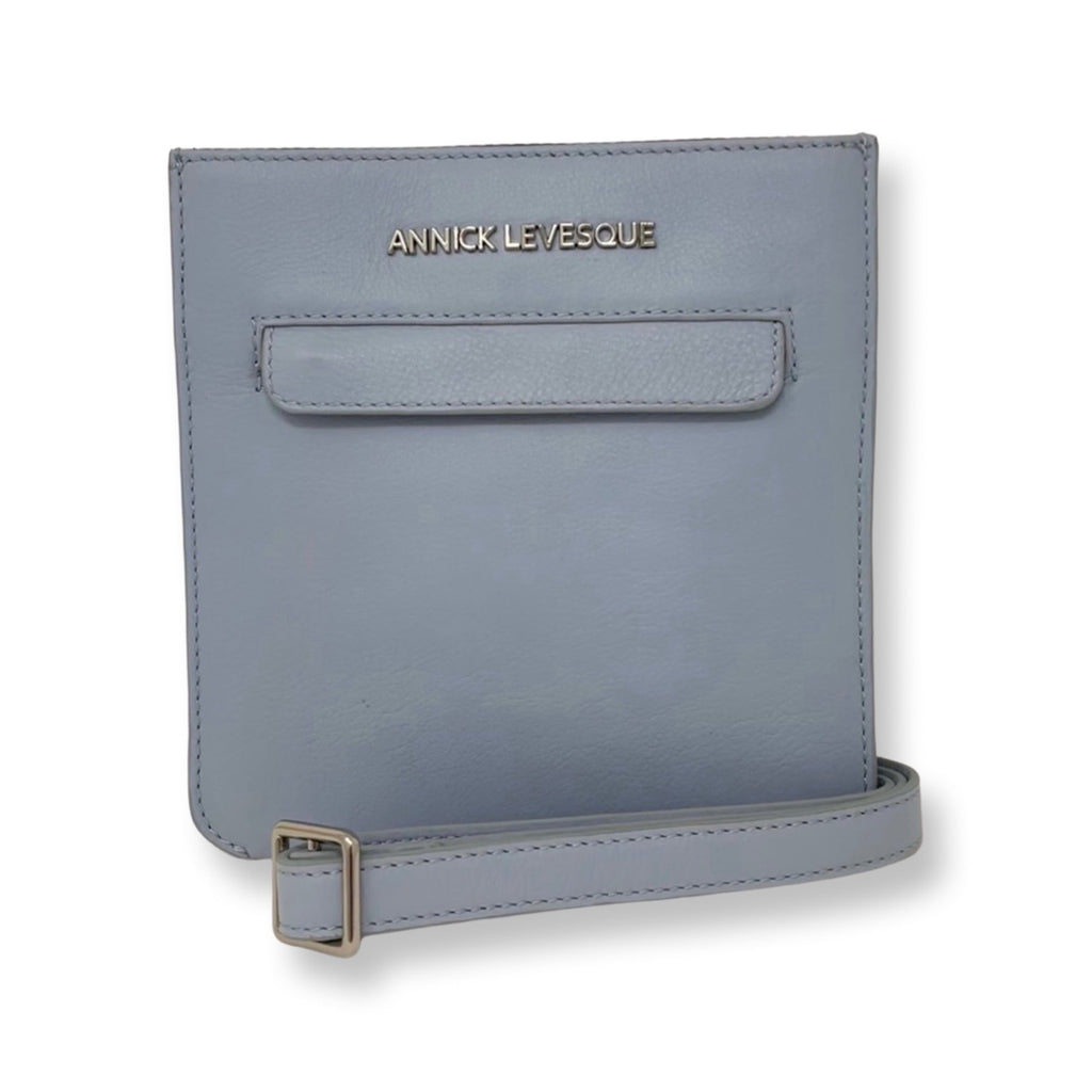 Powder Blue Leather Handbag, 2-in-1 | Lina