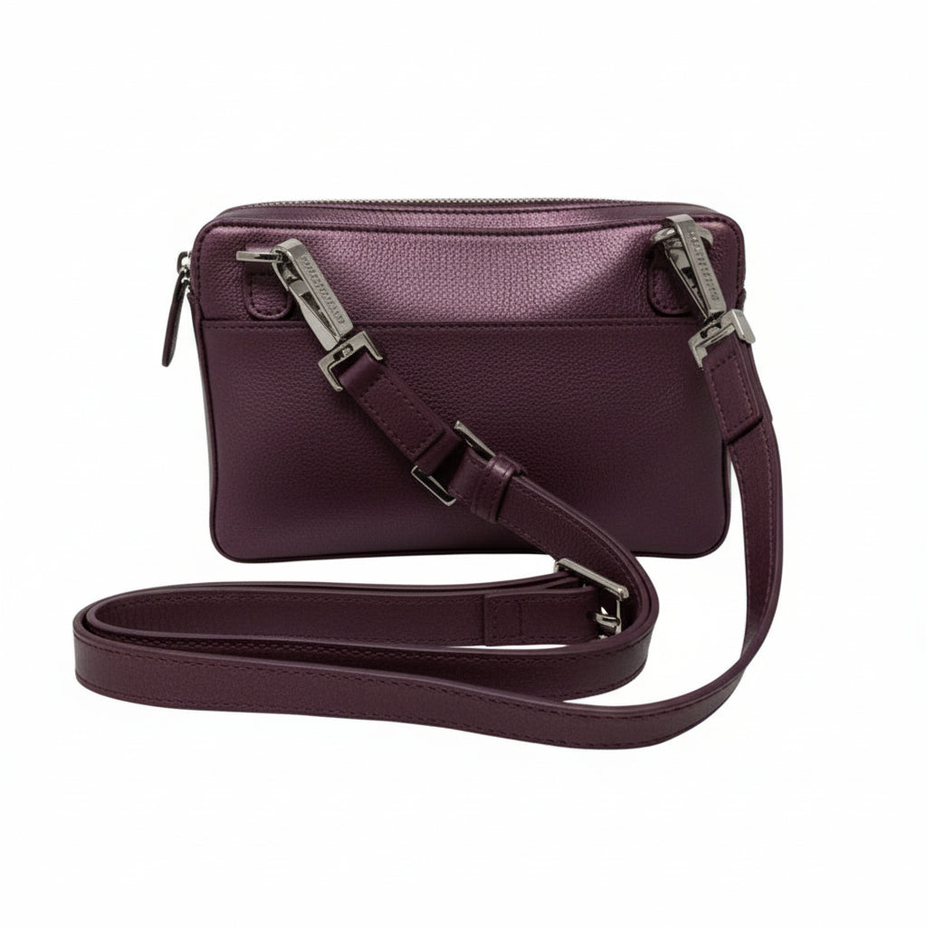 Small Eggplant Leather Crossbody Bag - Annie